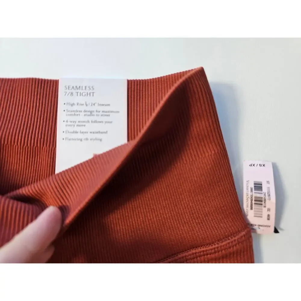 NWT Victoria's Secret XS orange seamless high rise 7/8 length tights stretch